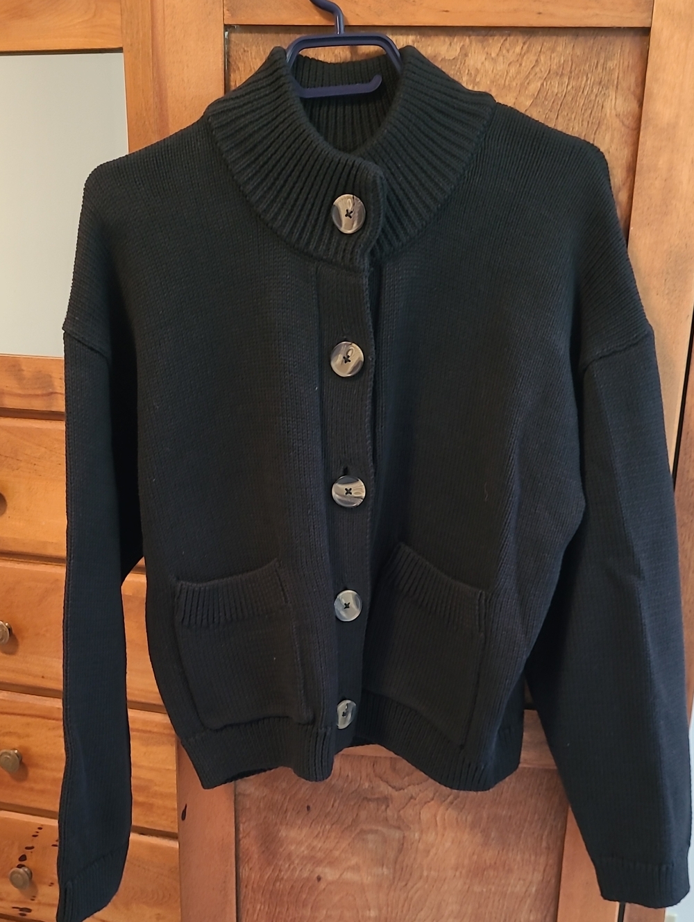 Part Two Classic Black Button-Up Women's Cardigan Sweater